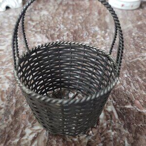 Vintage Silver Plated Wicker Style Metal Basket